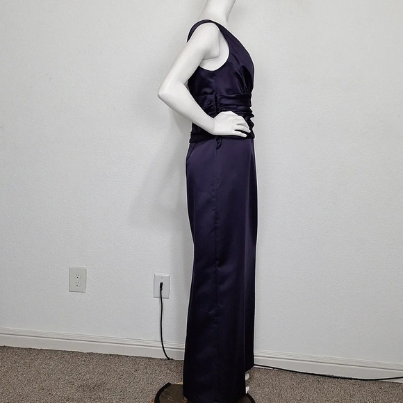 David's Bridal Purple Bridal Formal Satin Sleeveless Gown Maxi Dress Size 10 - Picture 10 of 11